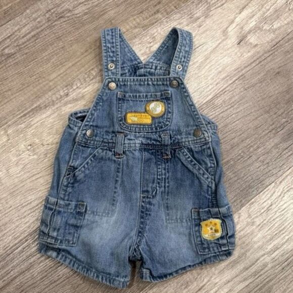 Vintage Y2K Faded Glory Infant Baby Jungle Safari Denim Overalls Size 3-6 months - Picture 1 of 6